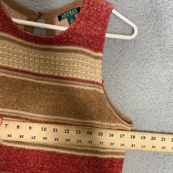 Lauren Ralph Lauren womens linen blend knit sweater tank striped keyhole back XL - Picture 6 of 6